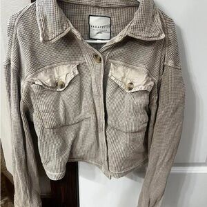 Women's Waffle Tan Button Up